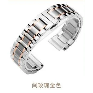 sliver and rose gold Металлический ремешок из нержавеющей стали для наручных часов 14 мм 15 мм 16 мм 17 мм 18 мм 19 мм 20 мм 21 мм 22 мм 23 мм 24 мм ширина для подарка - Цвет ремешка: sliver and rose gold