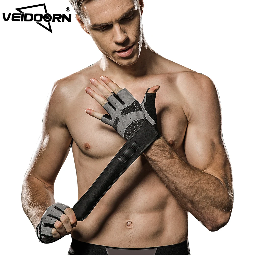 Veidoorn Professional sports fitness weightlifting gym gloves non-slip wrist wrap protecting breathable exercise | Спорт и