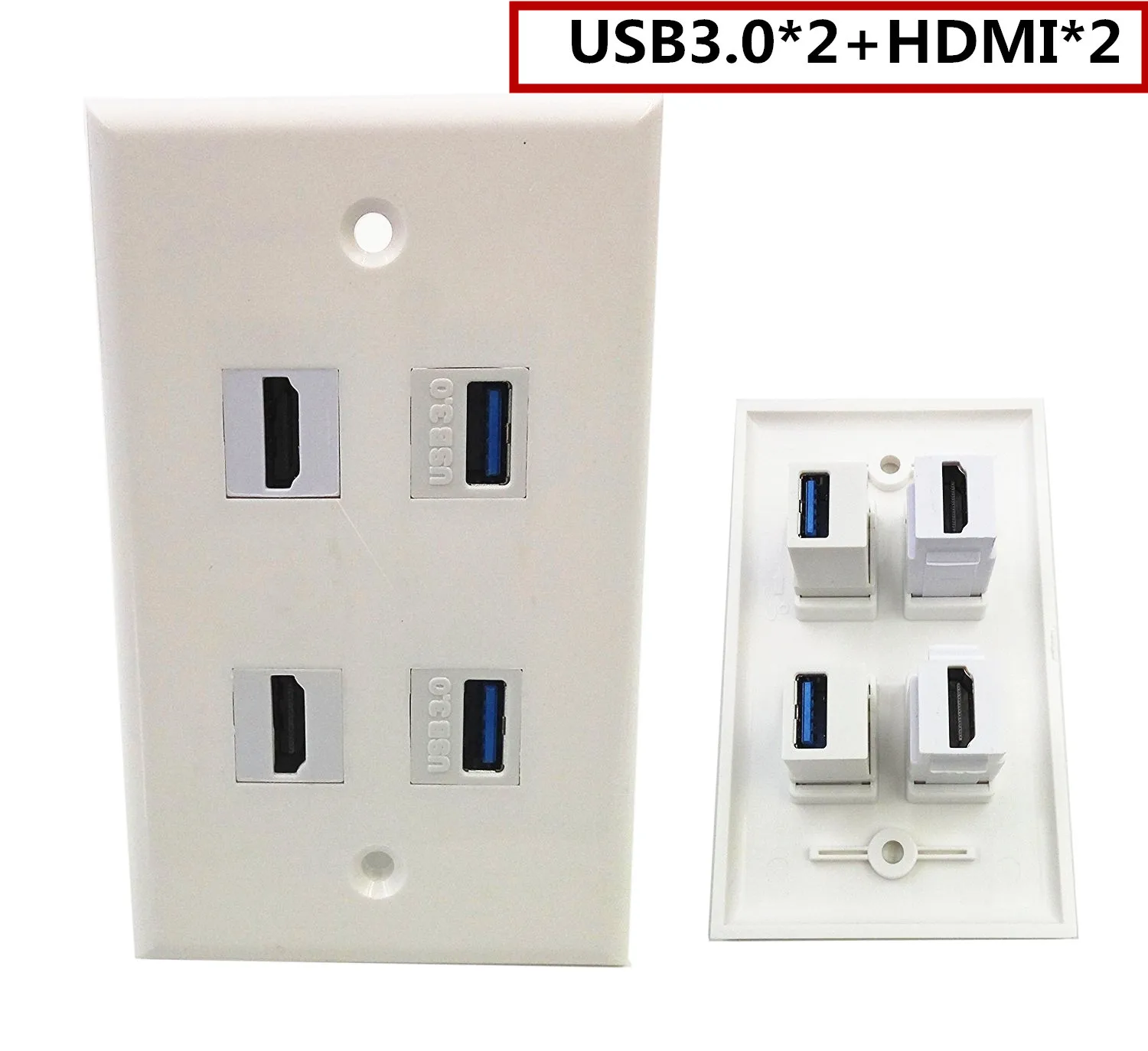 2 порта HDMI + USB3.0 Keystone Лицевая панель-белый | Компьютеры и офис