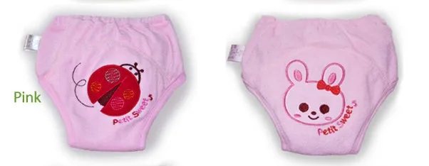 pink 2 шт./лот, 5 слоев, плотные водонепроницаемые детские подгузники, трусы для унитаза, шорты для мальчиков, нижнее белье для девочек, трусики для подгузников#009 - Цвет: pink