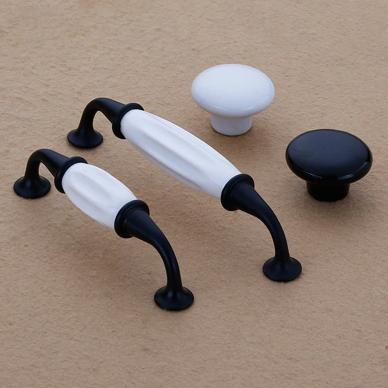 Керамическая ручка в европейском стиле для садового шкафа черная дверная из