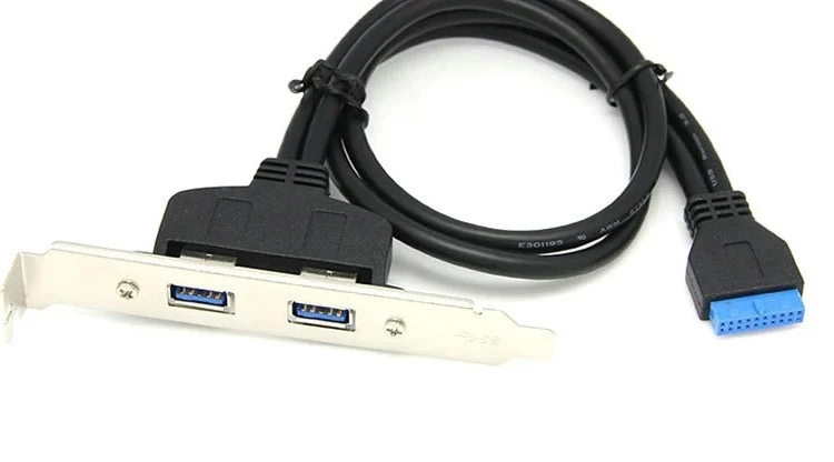 2 Ports USB 3.0 Female Back Panel to MB 20pin Header Connector Cable Adapter with PCI Slot Plate Bracket 50pcs/lot | Компьютеры и офис