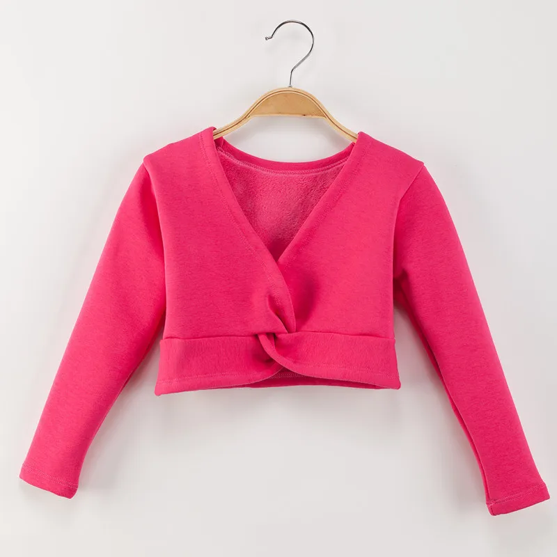 Hot pink Новинка года; балетный гимнастический трико для девочек свитер для танцев с длинными рукавами; Топ; пальто Детская Одежда для танцев; куртка балетная накидка - Цвет: Hot pink