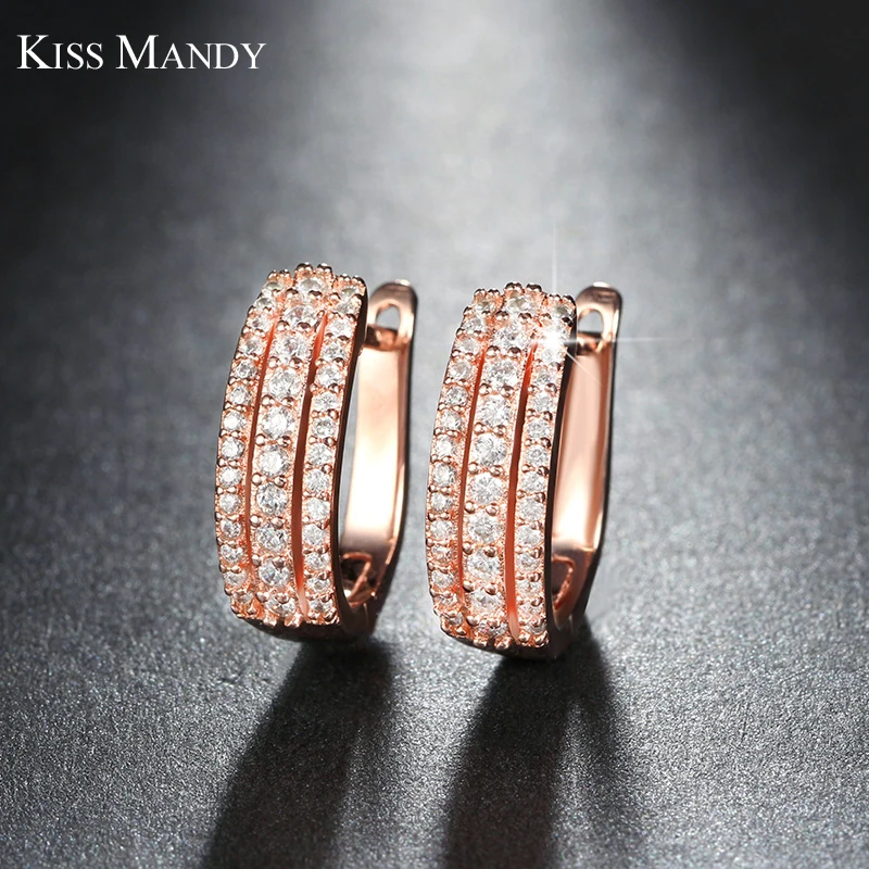 Женские серьги кольца KISS MANDY трендовые с трехслойным покрытием LE147|hoop earrings|earrings hoop