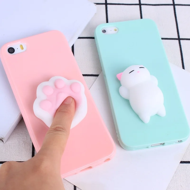 Lovely 3D silicon Cartoon Cute Cat Candy Color for iPhone 5 5s SE Cases phone For 6 6s 7 Plus Soft TPU Case |