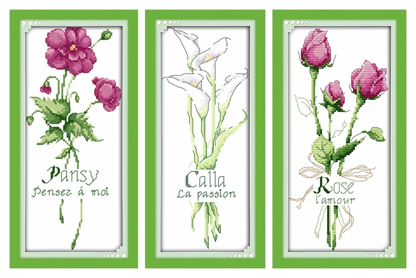 

Calla Rose Pansy cross stitch kit flower printed fabric 18ct 14ct 11ct embroidery DIY handmade needlework craft supplies free