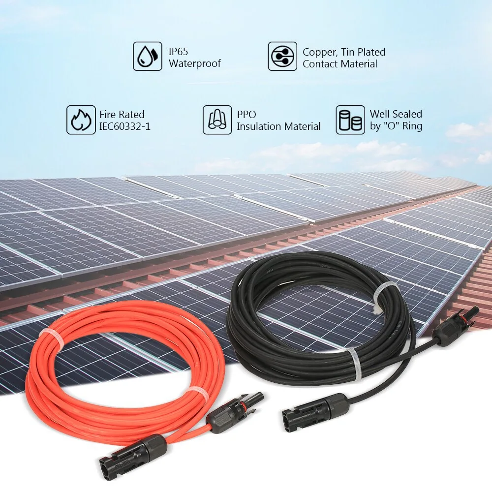 1 пара 5 метров черный + красный 10AWG удлинитель для панели солнечных батарей кабель
