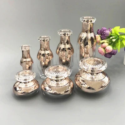 7PCS 1SET Высокая Grrade розовое золото косметики суб акриловые 15/30/50/100 мл лосьон в бутылке насосе, Классические 15/30/50 г Акриловая банка для крема, 7 шт, 1 комплект - Цвет: 7PCS 1SET