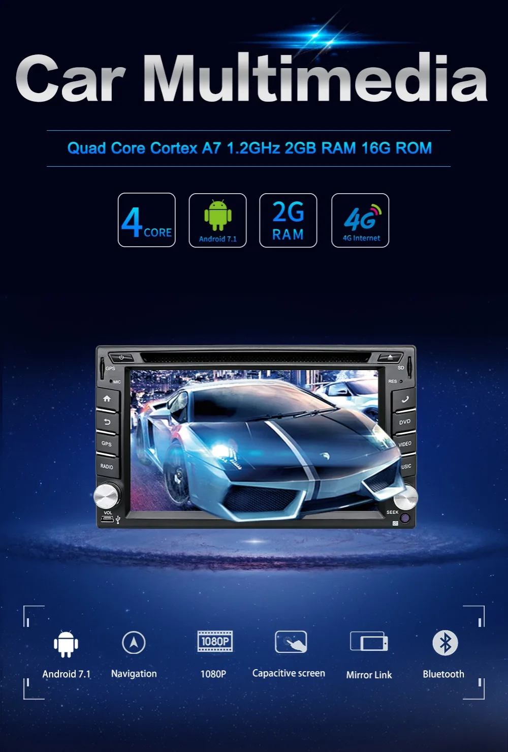 2 Din Android Quad Core car dvd Fit NISSAN QASHQAI Tiida universal car radio with GPS BT WIFI 4G/3G RDS STEERING WHEEL CAMERA
