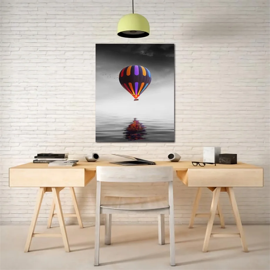 

Laeacco Nordic Canvas Painting Modern Hot Air Balloon Posters and Prints Wall Artwork Home Decor Living Room Bedroom Decoration