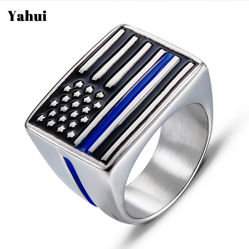 Fashion personality tide male American flag pattern stainless steel ring Vintage punk men casting jewelry wholesale | Украшения и