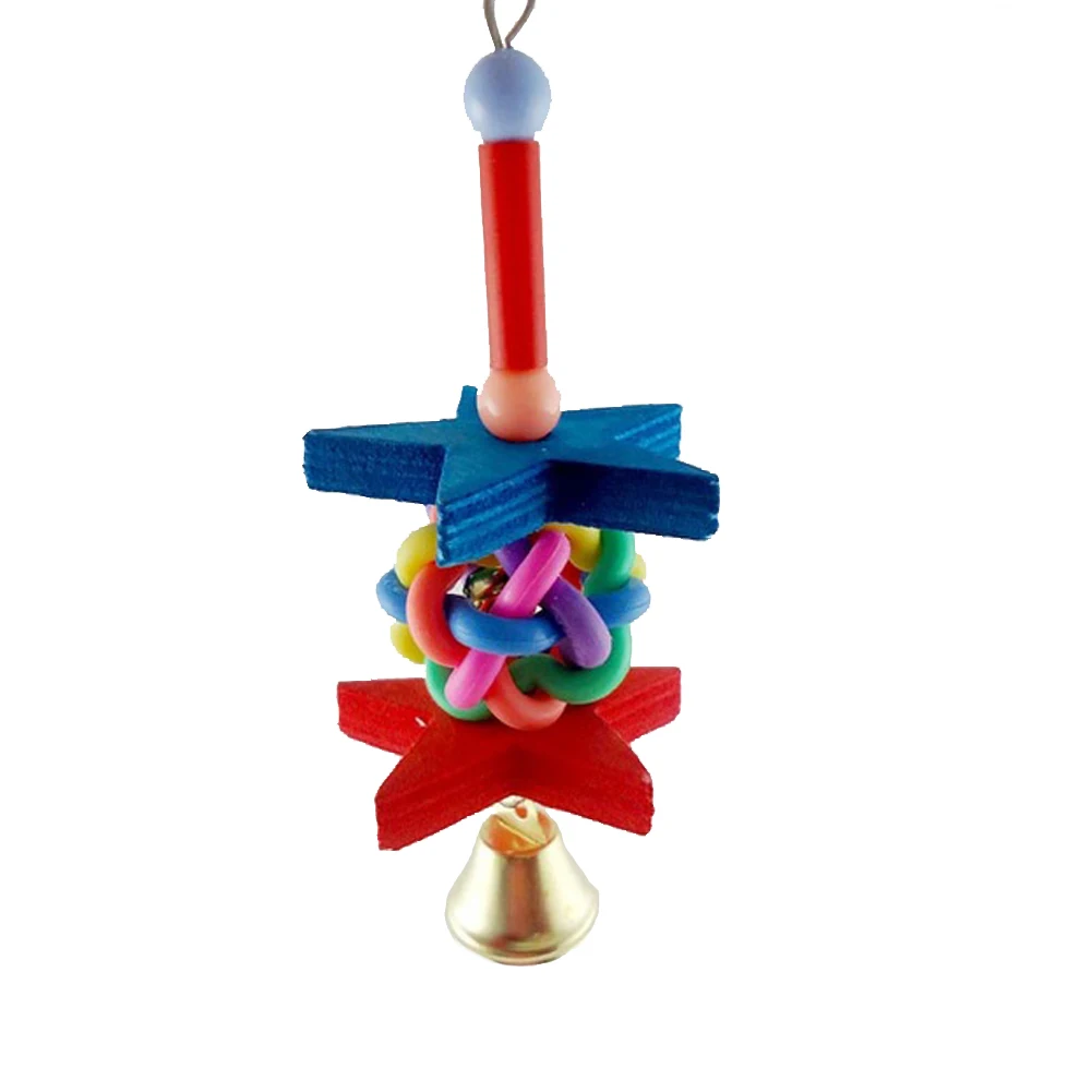 Новый 19 см ПЭТ птицам для разгрызания игрушки с колокольчиками попугай Какаду Star