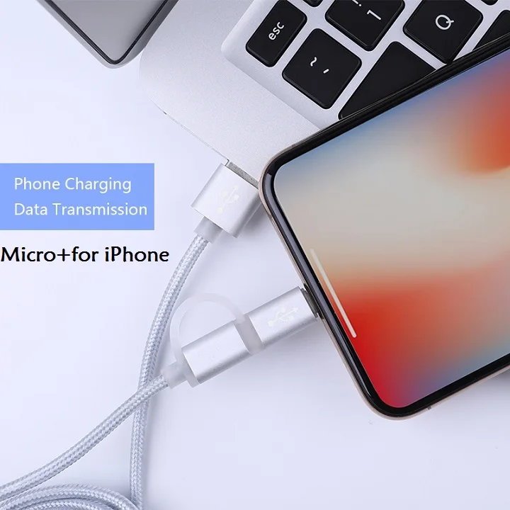 White Cable A Nillkin usb кабель micro type C для iPhone USB зарядное устройство кабель для передачи данных 2 в 1 для iPhone XS Max/XS/X/8 Micro USB телефон для XIAOMI F1 - Цвет: White Cable A