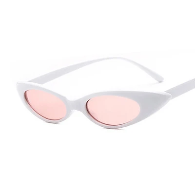 white-pink Ретро cateye Солнцезащитные очки для женщин винтажные солнечные очки розовый желтый lunette soleil femme zonnebril dames Оттенки для женщин - Цвет линз: white-pink