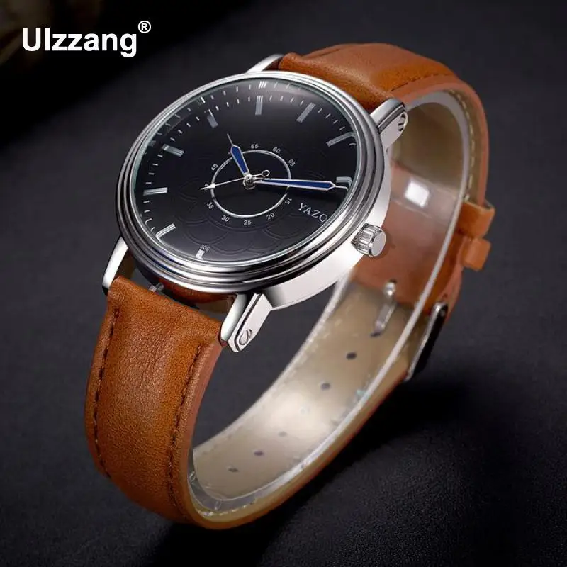 Оригинальный YAZOLE простой известный бренд натуральная кожа аналоговые кварцевые