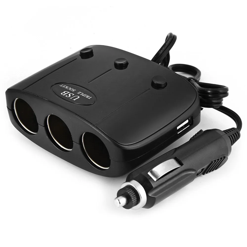 Автомобильный прикуриватель с двумя портами USB 3-ходовое зарядное устройство
