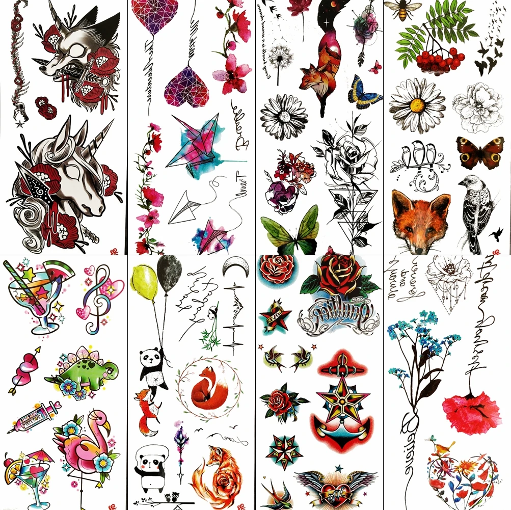 

Small Finger Body Art Temporary Tattoo Stickers For Kids Children Waterproof Fake Tattoo Decals Watercolor Tatoo Arm Cute