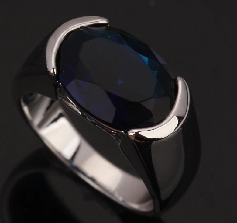 Простой овальной глубокий London синих камней Фиолетовый Цирконий 925 sterling