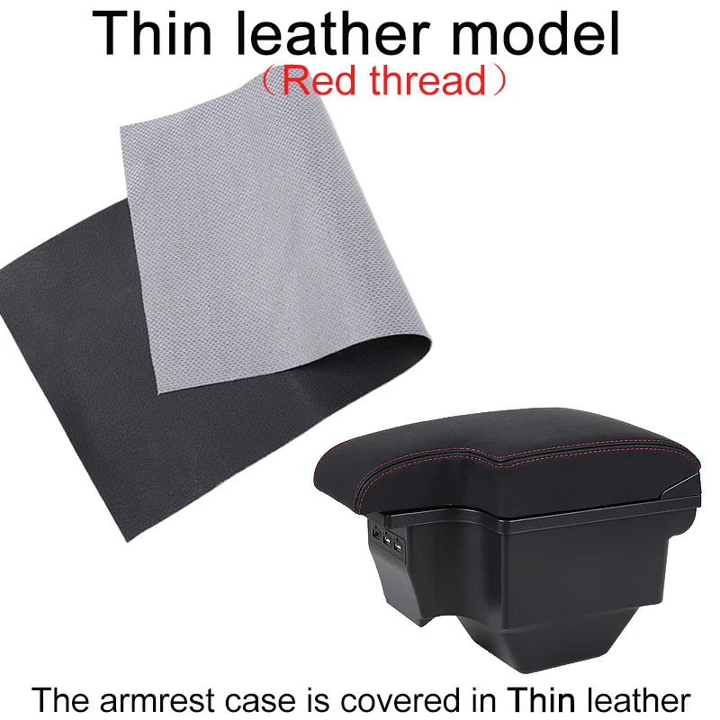 for MG ZS armrest box universal car center console caja modification double raised with USB No assembly - Название цвета: thin red