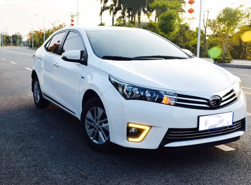 Автомобильные фары Flahsing 2 шт. ДХО для Toyota Corolla 2014 2015 2016 дневные ходовые огни
