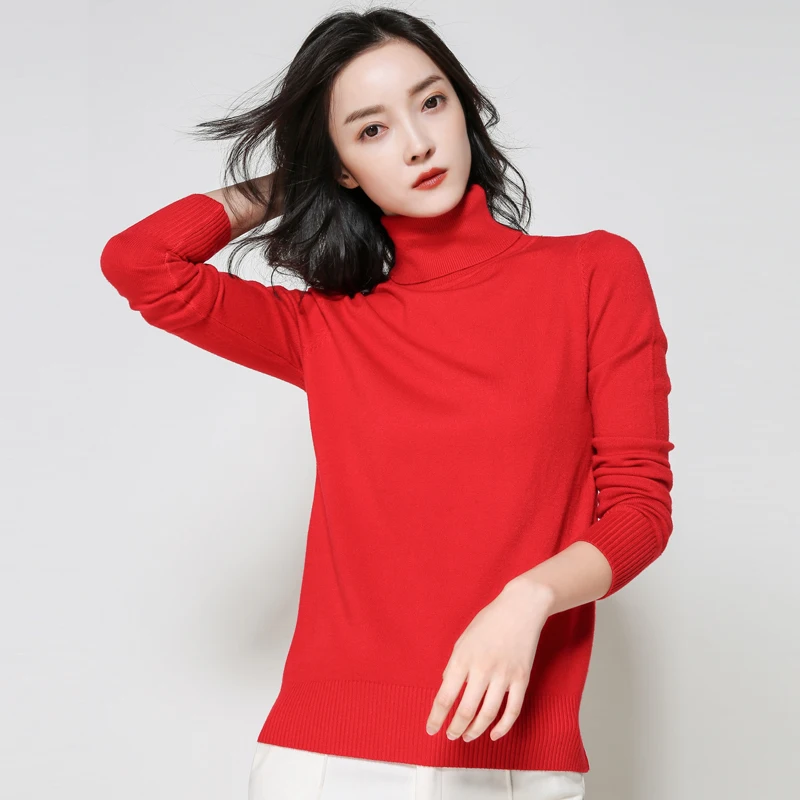 

Autumn and winter new sweater women's pullover short section slim slimming bottoming sweater high collar