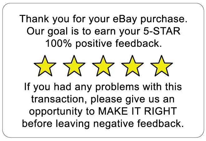 2000pcs of 76x51mm EBAY REVIEW NOTICE PURCHASE 5-STAR feedback, Item No. PD17