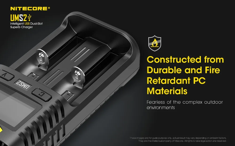 NITECORE UMS2 интеллигентая(ый) 2-образными пазами КК Быстрая зарядка зарядный ток никель-металл-совместим со многими устройствами USB Зарядное устройство