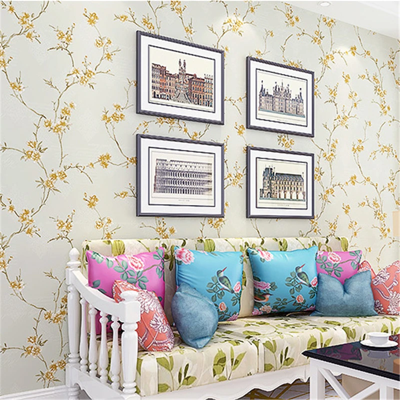 Обои для спальни в пасторальном стиле маленькие цветочные нетканые материалы