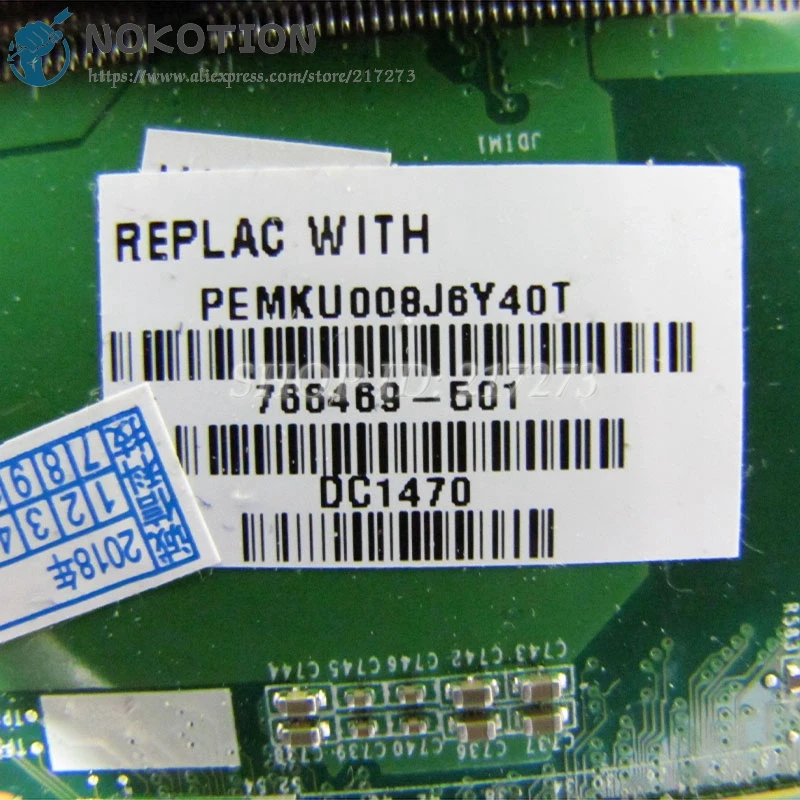 Материнская плата NOKOTION для ПК HP Pavilion 15-P основная SR1EF I5-4210U процессор DDR3L 766469-501