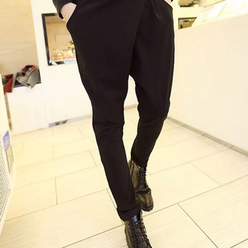 Мужские шаровары в стиле панк черные модные хипстерские брюки хип хоп с низкой