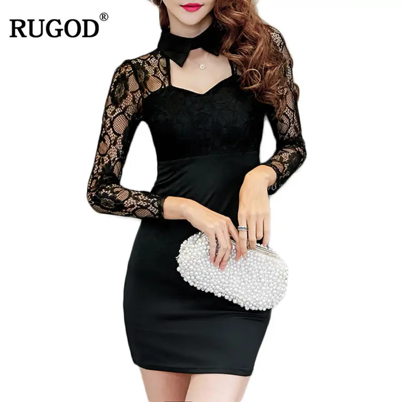 Женское облегающее платье RUGOD Клубное в стиле пэчворк с рукавами на новый год