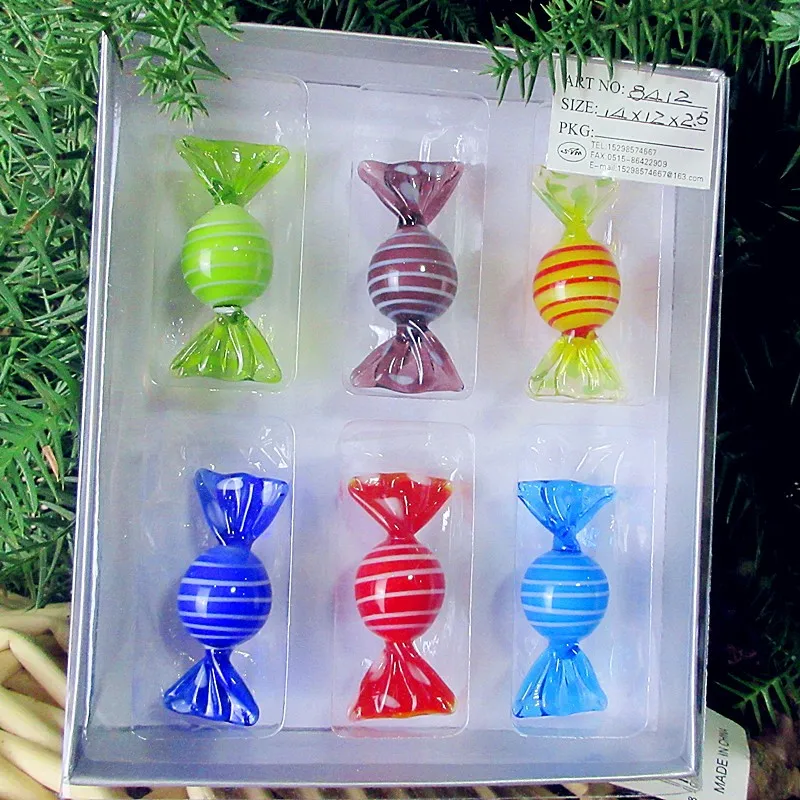 6 шт на заказ Антикварные ручные муранские стеклянные конфеты скульптура