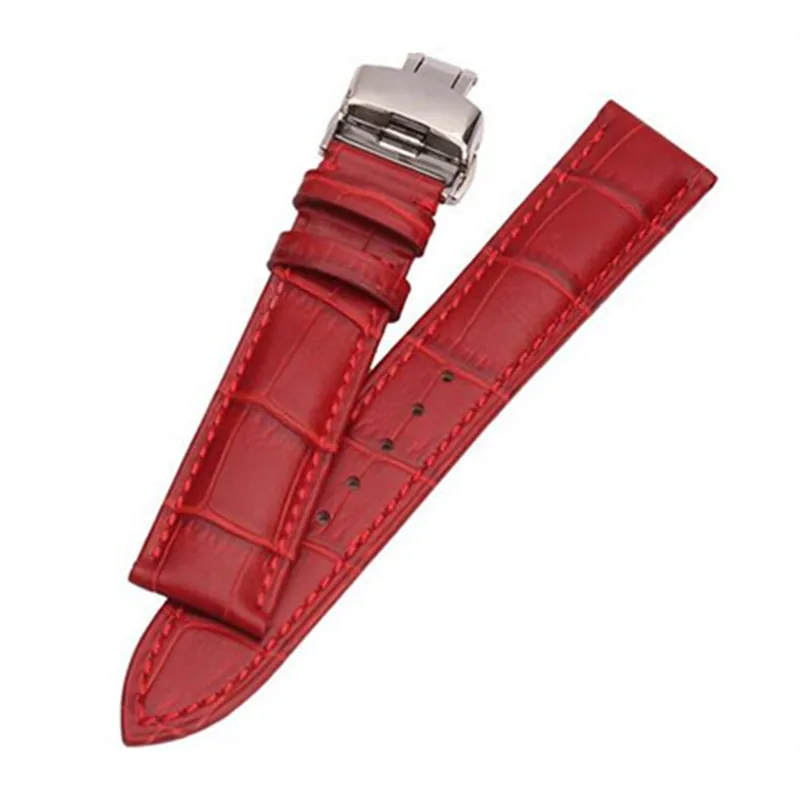 Perfect Red Genuine cowhide Leather 12 14 16 18 20 22 mm watche band strap Belt Watchband Folding Clasp / Buckle + Tool