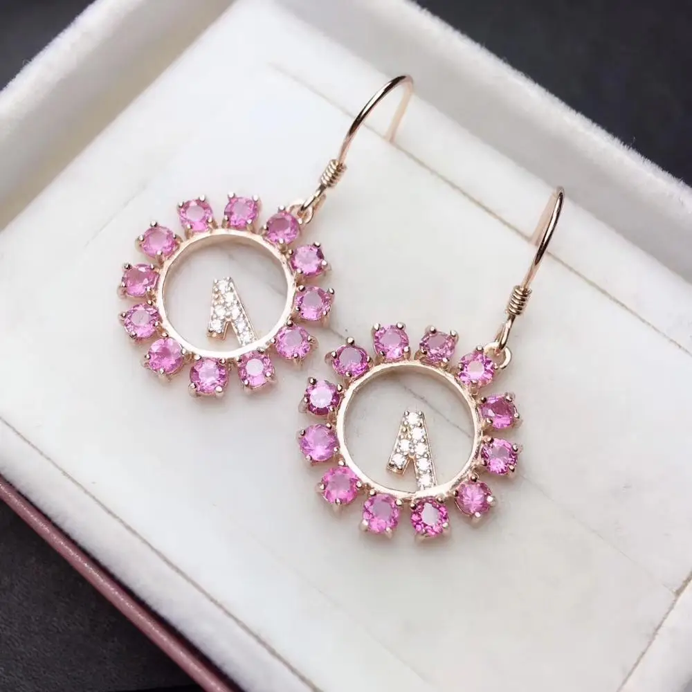 Серьги-подвески женские из розового турмалина Ювелирное Украшение серебра с