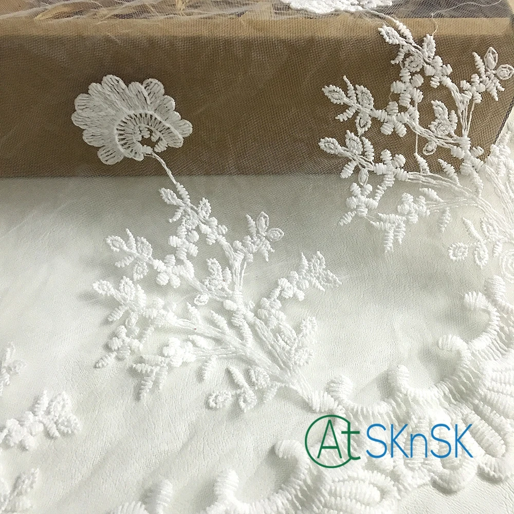 

Wholesale 300 yards/lot 28cm Wide white floral embroidered mesh lace as DIY Clothing, Curtain Decoration DHL Shipping