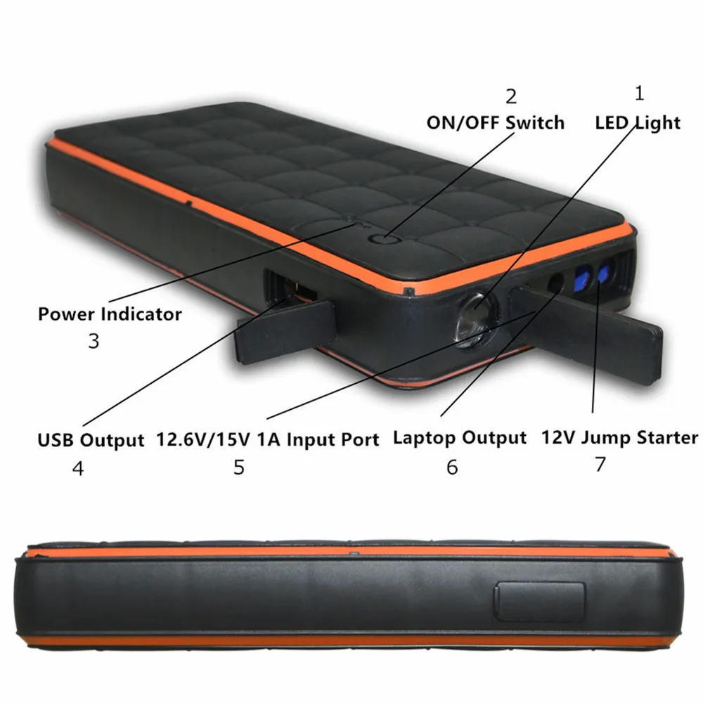 Супер водонепроницаемый 28000mAh 12V пусковое устройство 1000A портативный