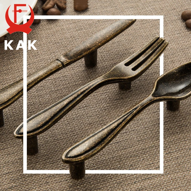 kak 5pcs fashion zinc alloy cabinet handles kitchen spoon fork knife cupboard handles drawer knobs novelty furniture handle 76mm free global shipping