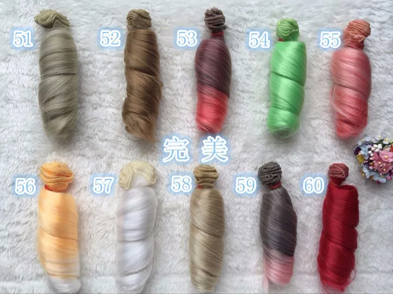 3 шт Прямые+ 3 шт вьющиеся DIY BJD парики волосы синтетические волосы куклы 15 см