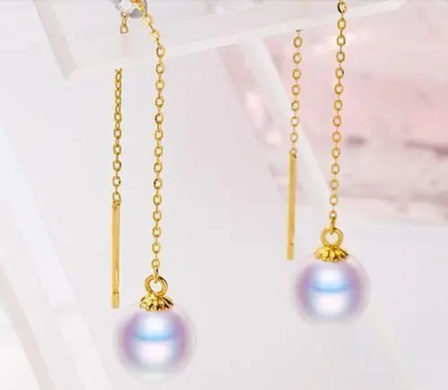 

charming pair of 10-11mm round white south sea pearl earring 14 gold