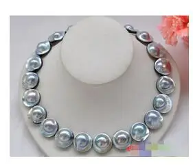 

elegant 22mm gray south sea mabe pearl ROUND SOUTH SEA MABE PEARL NECKLACE 18 INCH Women Gift word 925 jewelry