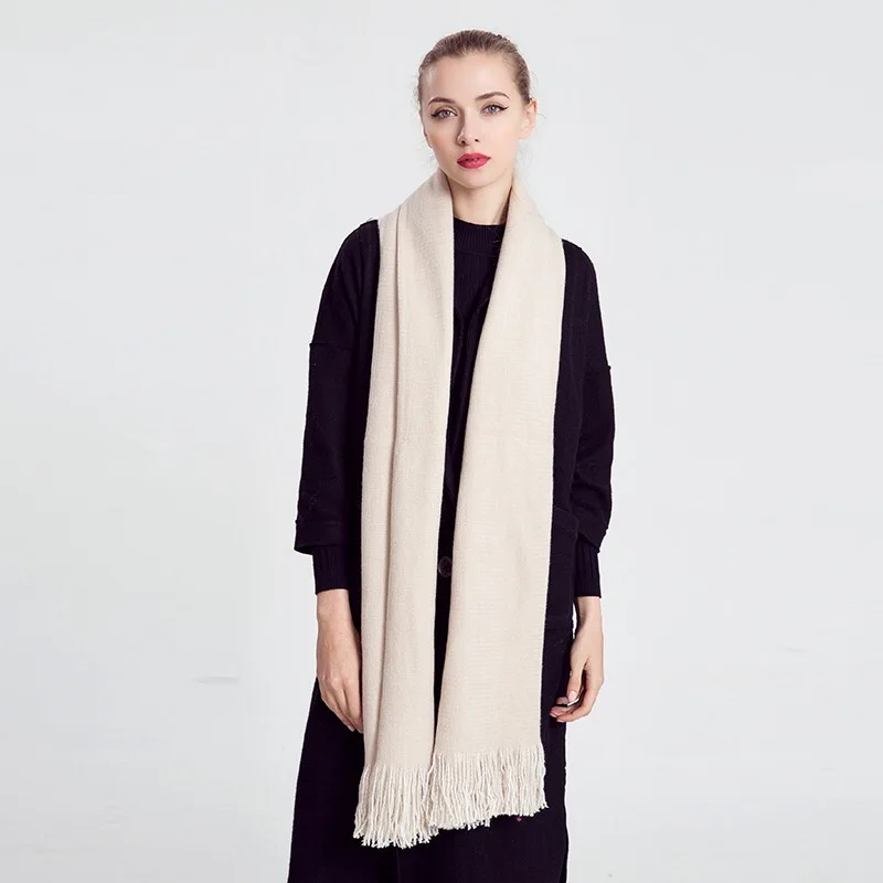 

Autumn and Winter new solid color double-sided scarf female thick warm fringe shawl women girls scarf