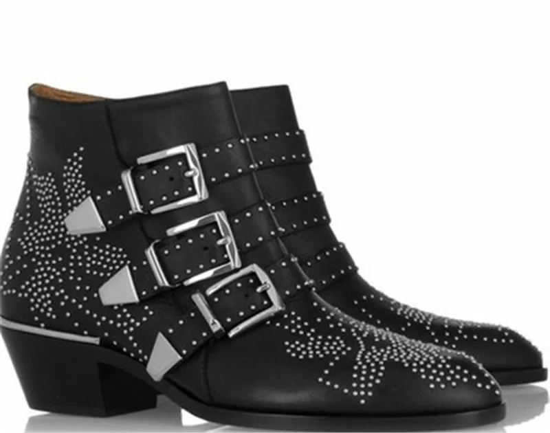 Susanna/ботильоны с вышивкой и заклепками кожаные ботинки Botas Mujer женская обувь на