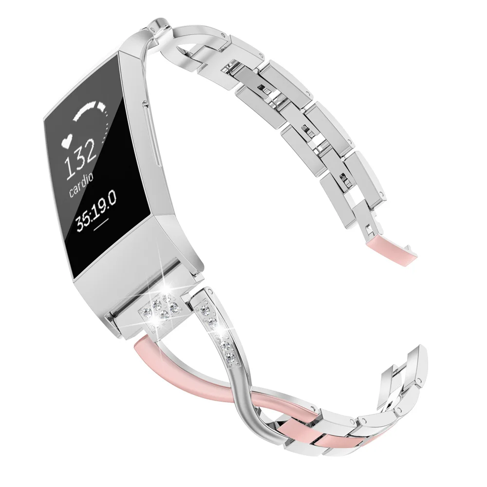 PSilver Совместимый Fitbit Charge 3 полосы и зарядка 3 SE для женщин металлическая Замена подходит для зарядки 3 ч ремешок на запястье - Цвет ремешка: PSilver