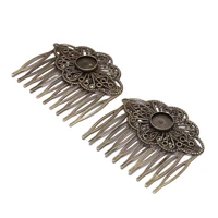 5pcslot 52x56mm fit 12mm glass cabochons base hair comb hairpins supplies for diy women charm barrettes jewelry making findings