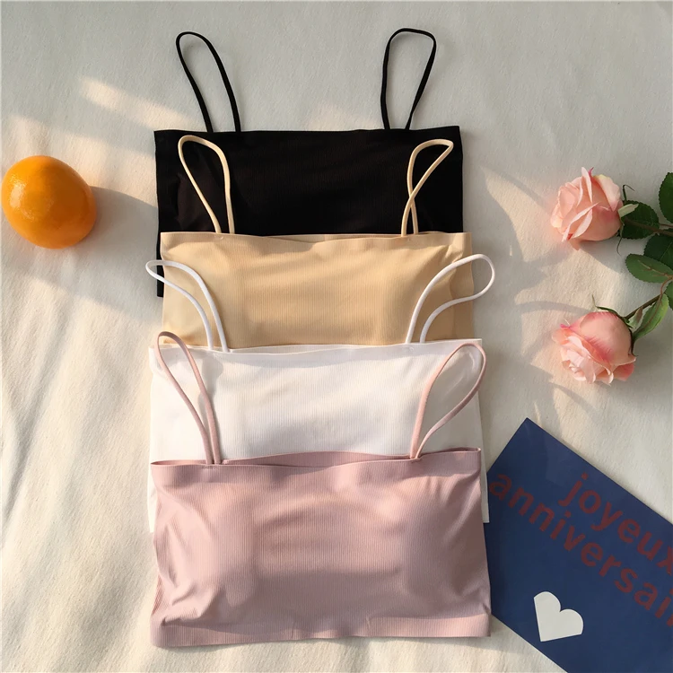 Jielur Basic Tube Tops Female College Korean Style Solid Color Casual Women Bandeau Bras Girls Fresh Mujer Ropa Interior Black