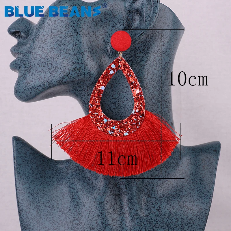 Серьги с кисточками, Сияющий Модный, для женщин, Boho, капля воды, серьги, ручная работа, большая капля, Висячие круглые ювелирные изделия, вечерние, подарок