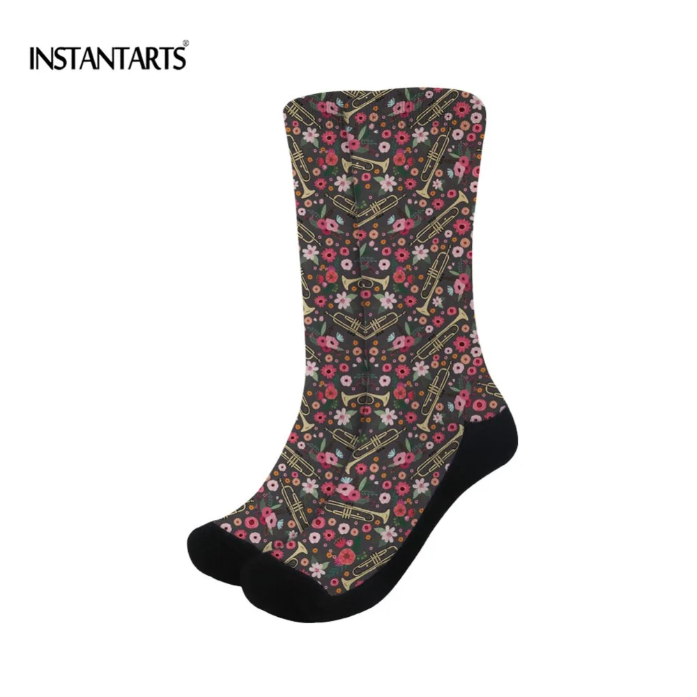 INSTANTARTS Professional Socks Woman Breathable Bicycle Sport Cartoon Musical Printing Outdoor Camping Hiking Cycling Sock | Спорт и