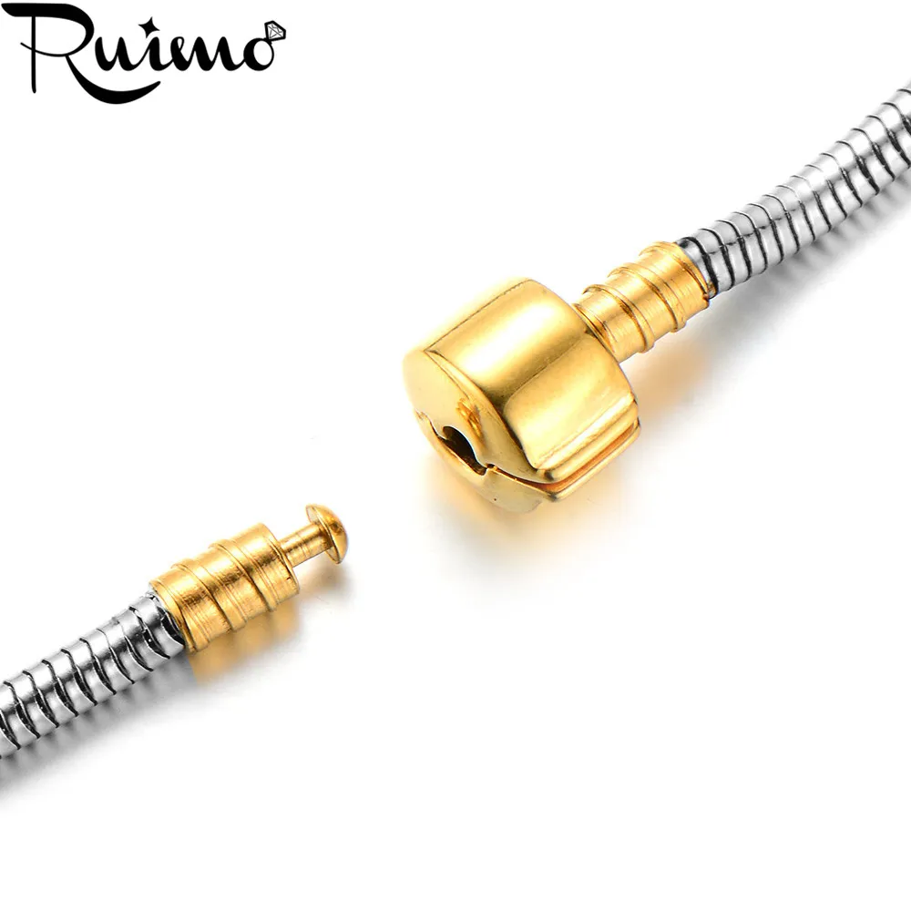 RUIMO, распродажа, 316l, нержавеющая сталь, покрытие, Золотая змея, цепи, браслеты для DIY, европейские Женские Подвески, бусины, для изготовления ювелирных изделий, 5 шт