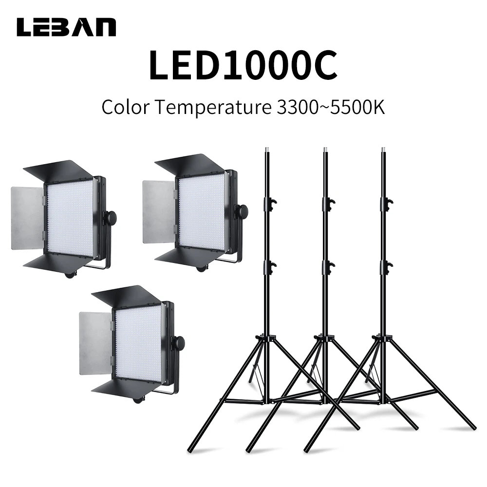 Godox 3 шт. LED1000C 3300 5600K фото студия видео непрерысветильник комплект для фотографии