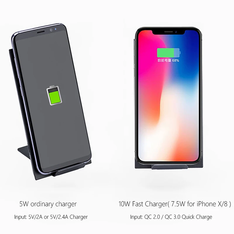 10 Вт Беспроводное зарядное устройство для iPhone X 8 Plus подставка держатель стол Qi